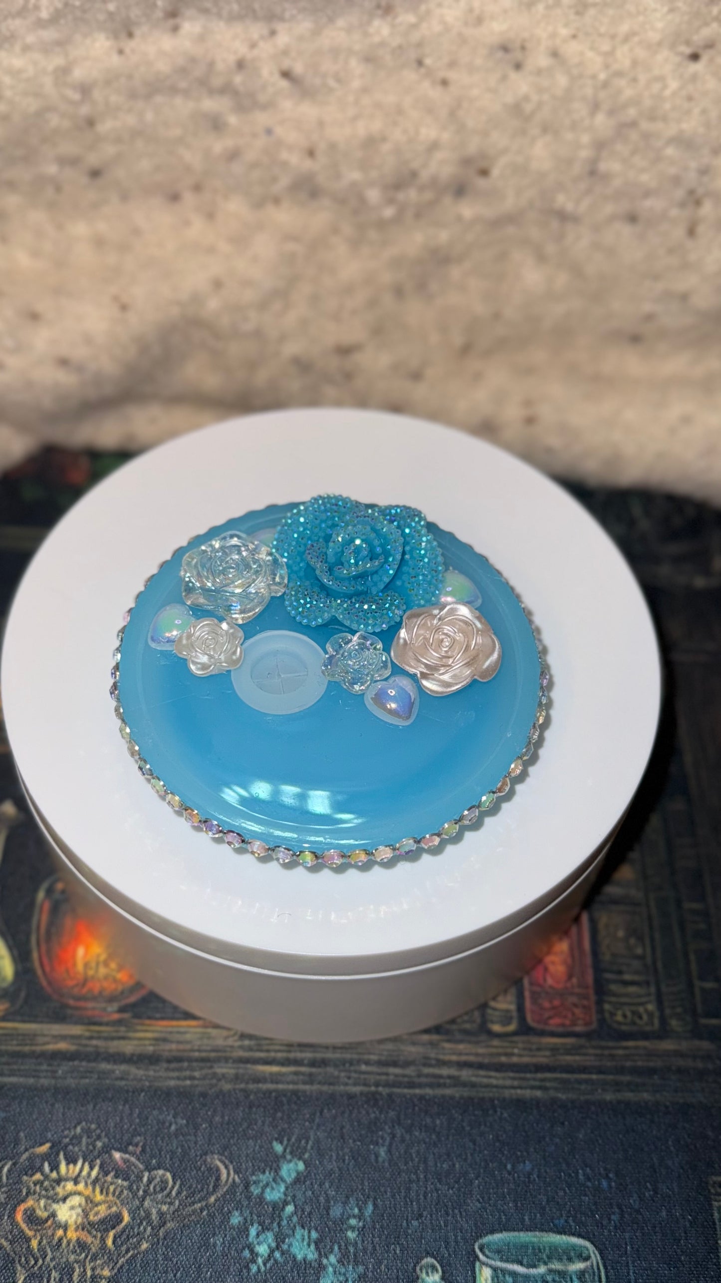 Blue Alien Floral Glass Cup