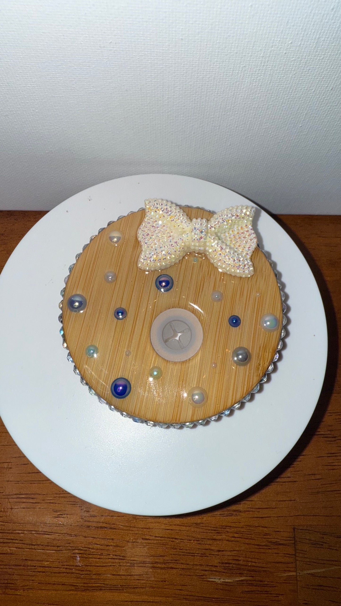Blue Cow Print Bow Acrylic Snow Globe Cup