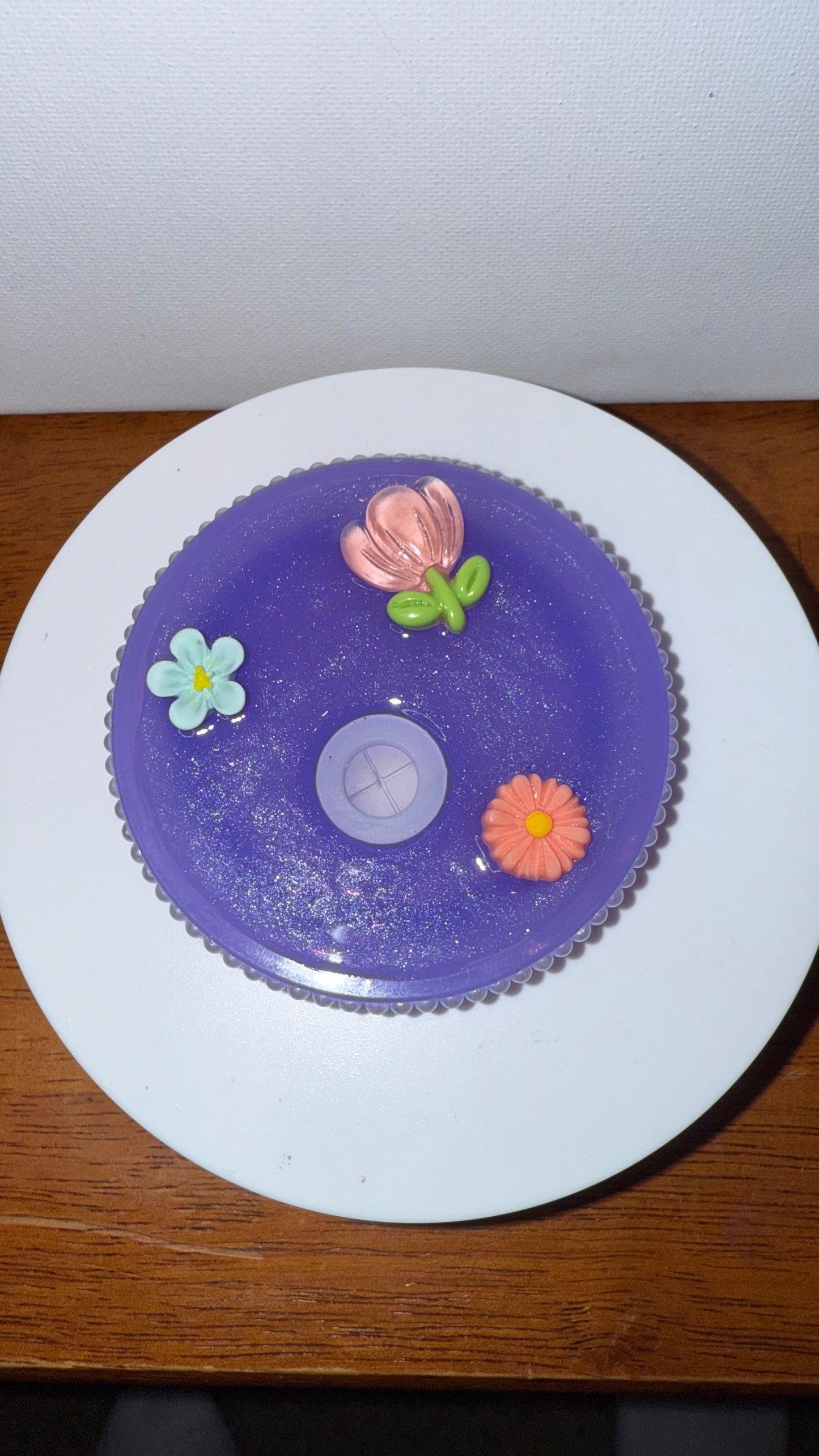 MAMA Floral Glass Cup with Resin Lid