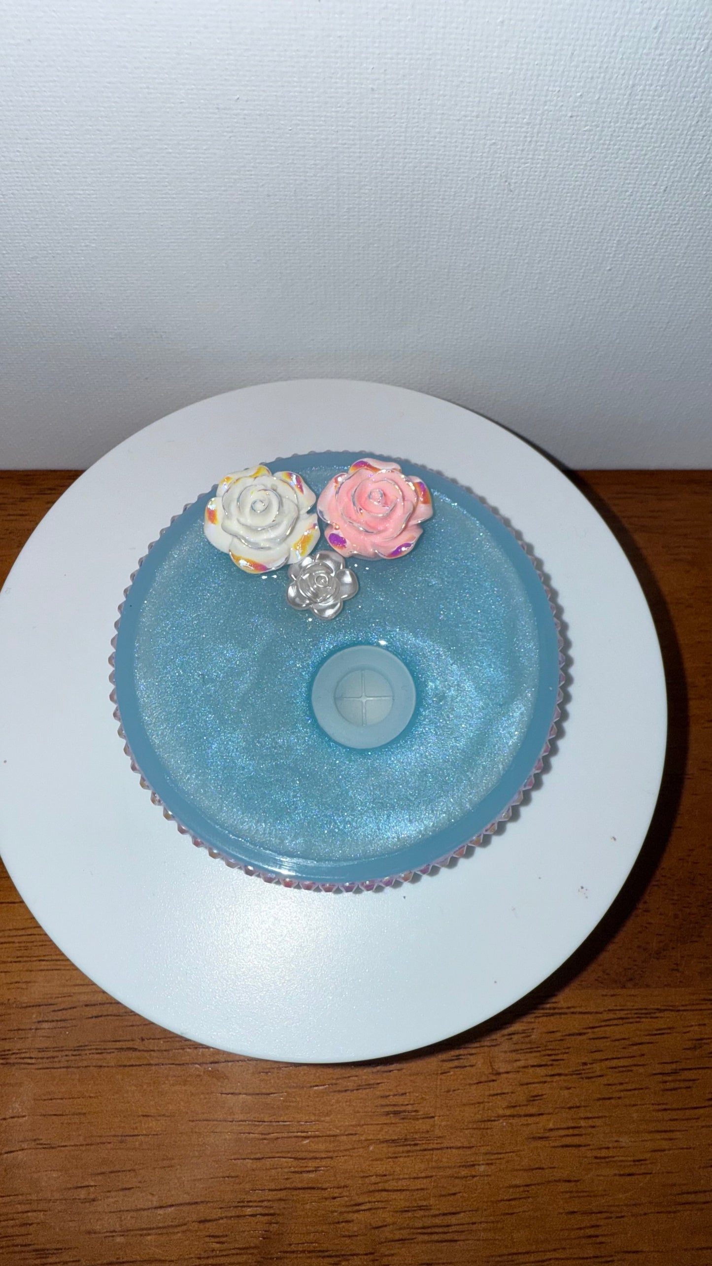 Blue Floral Glass Cup