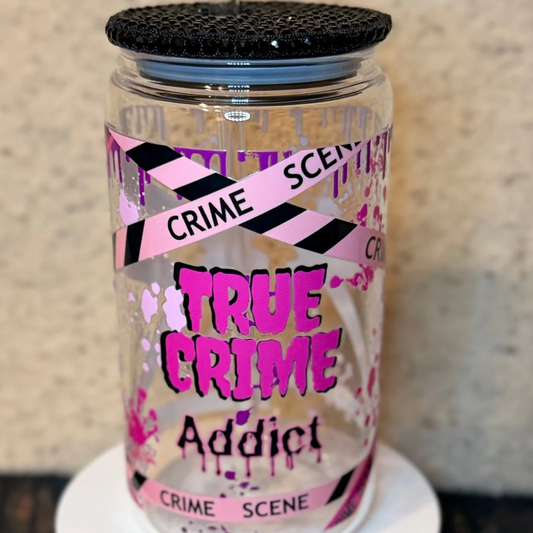 True Crime Addict Glass Cup
